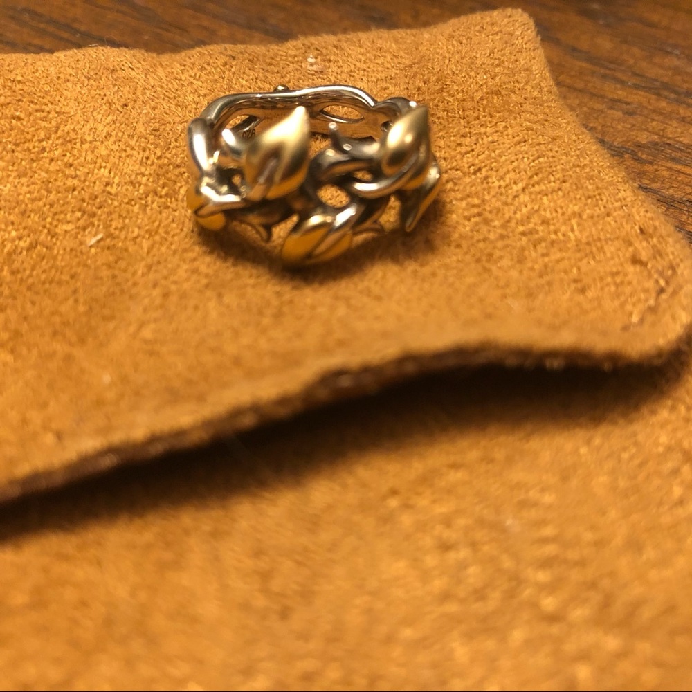 18kt gold & SS RING- size 6-61//2....